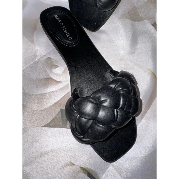 Marc Fisher Women's Black Braided Slide Sandals Size 7.5 Summer Casual - Picture 7 of 15
